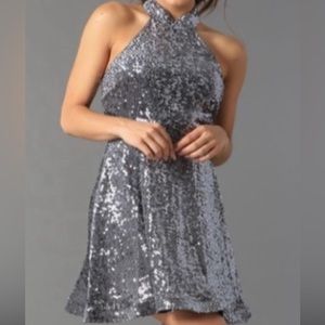 Size 11/12 Silver Gray Sequin Prom Homecoming Formal Party Cocktail Dress NWT